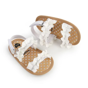Mada Naujagimių mergaičių sandalai Princess Baby Wave Nėriniai Ikimokyklinio amžiaus vaikų vasaros PU neslystantys batai