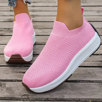 Nauja 2023 m. pavasario rudens moterų kvėpuojanti tinklinė platforma Sportbačiai Mada Butas su laisvalaikio batais lauke Moteriški vulkanizuoti batai