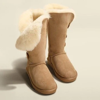 Fashion Keep Warm Snow Boots 2024 Aukštos kokybės moterys Šalčiui atsparūs terminiai moteriški batai Žiemos moterys Vidutinio blauzdos platformos batai