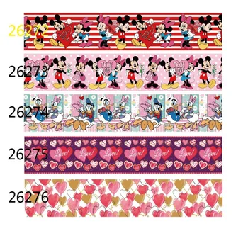 (50yards) Disney Mickey Mouse Grosgrain kaspinas Valentino dienai Lankai Siuvimo aksesuarai Amatų medžiagos