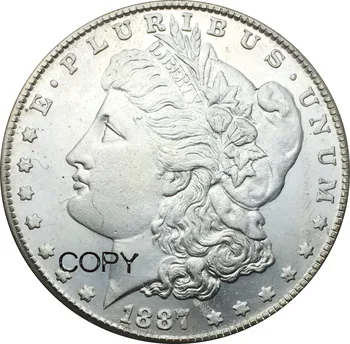 Untied States Coin 1887 Sidabru dengta Morgan vieno dolerio monetų kopija