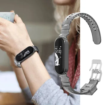 skirta Xiaomi Mi Band 5 4 3 Smart Watch Strap Sport Ultra-Fine Watchbands for Miband 5 4 3 Apyrankė Skaidrus TPU atsparus vandeniui