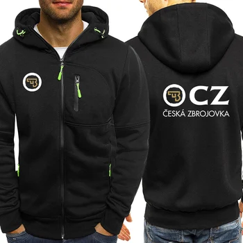 2023 Pavasario ruduo CZ Ceska Zbrojovka Čekijos šaunamųjų ginklų logotipas Spausdintas užtrauktukas Mada Vienspalvis laisvalaikio sportinis Harajuku paltas su gobtuvu