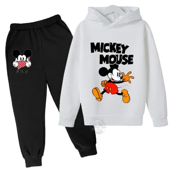 2024 Disney Mickey Fashion Graffiti Print Graphic Four Seasons Kids Clothes Set Sweatshirt Children Clothes Hoodie Boy and Girl