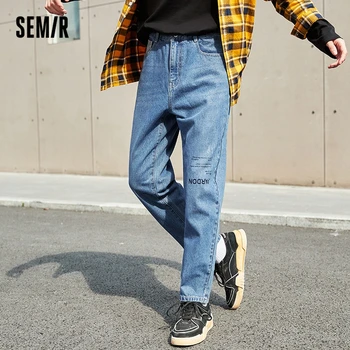 Semir džinsai Vyrai Medvilnės mados smailėjančios kelnės 2023 Ruduo Nauji laisvi berniukai Retro Honkongo stiliaus asmenybė
