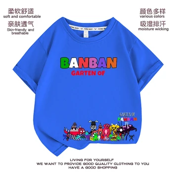 Game Garten of Banban Kids marškinėliai Banban Garden Print marškinėliai Animacinis filmas Juokingi O-Neck marškinėliai Vaikai Vasariniai drabužiai Tee Tops