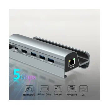 Steam Deck Dock Station TV bazinio stovo šakotuvo laikiklis USB C prijungimas prie RJ45 Ethernet Su HDMI suderinamas USB3.0 C tipo įkroviklis