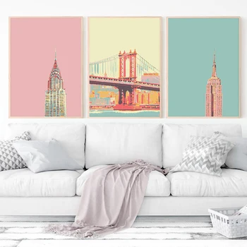 Miesto plakatas Vintage New York Wall Art for Living Room Decoration Picture on The Wall Sheets for Paintings Canvas Home Decor