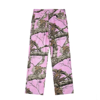 Mada vyriški džinsai rožinės kelnės 2023 Ruduo Nauja Vyrų aukštos kokybės šaka Klevo lapas Camo Graffiti Moteriškos kelnės
