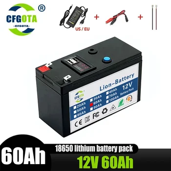 12V 60Ah nešiojama įkraunama baterija LiFePO4 ličio baterija įmontuota 5V 2.1A USB maitinimo ekrano prievado įkrovimas