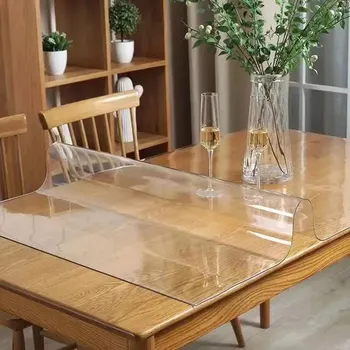 skaidrus stalo kilimėlis minkšto stiklo PVC kavos staliuko kilimėlis TV prekystalio plastikinis stalo audinys - nuo plikymo (1PCS)