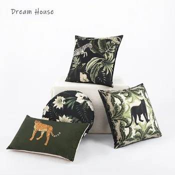 Nordic Cushion Cover Velvet Plush Forrest Leopard Dekoratyvinis pagalvės užvalkalas Svetainės sofos pagalvės užvalkalas Vintažinio dizaino pagalvėlės dėklas