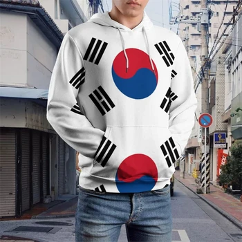 Korėjos vėliavos džemperiai su gobtuvu 3d atspausdintas džemperis su gobtuvu Vyriški ir moteriški drabužiai Megztiniai aukštos kokybės gobtuvai Ropa Hombre megztinis