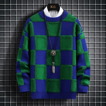 Prekės ženklo drabužiai Vyriški laisvi megztiniai Vyriški aukštos kokybės apvalaus kaklo plediniai megztiniai/Man Fashion Harajuku šilti kašmyro megztiniai