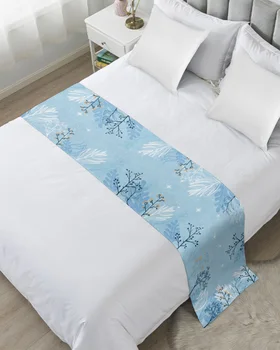Augalų lapai Gėlės Šakos Paprasta lova Bėgikas Pagrindinis Viešbučio dekoravimas Lova Vėliava Vestuvių miegamojo lova Uodegos rankšluostis