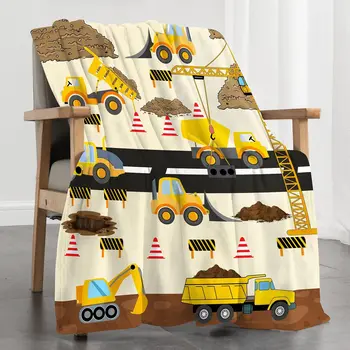 Sunkvežimių antklodė, minkšta flanelė statybinių transporto priemonių mėtymo antklodės paaugliams, jauki šilta antklodės antklodė sofai, gimtadienio dovanos