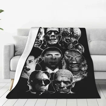Universal Monster Gang Plush Blanket The Mummy Frankenstein Horror Movie Fashion Throw Blanket for Home 200x150cm Kilimėlis
