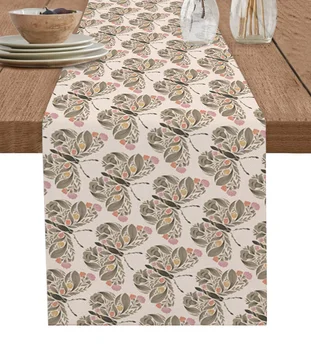 Drugelio žiedo lapų abstraktūs stalo bėgikai Vestuvių stalo dekoravimas virtuvės dekoravimui Namų vakarėlio stalo bėgikas