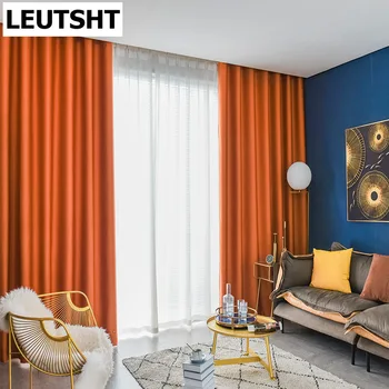 Modernios užtemdytos užuolaidos svetainei miegamasis Oranžinės užuolaidos langų užuolaidoms Užuolaidų gydymas Pasirinktinio dydžio kambario dekoras