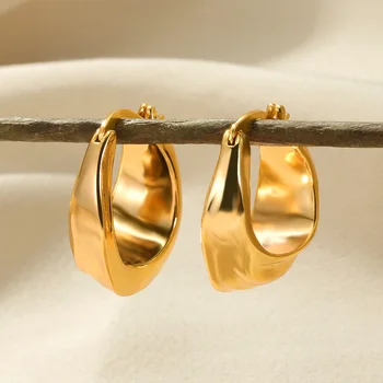Mada Netaisyklingi apvalūs lankai auskarai moterims Aukso spalva Nerūdijantis plienas Geometriniai auskarai Papuošalai Dovanų didmeninė prekyba