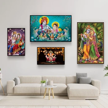Lordas Radha Krišna Portretinė drobė Tapyba Spausdinti Plakatas Indija Religija Menas Paveikslas gyvenamajam miegamajam Namų sienos dekoras Cuadros
