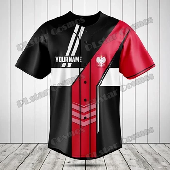 Individualus pavadinimas Lenkijos/Rusijos vėliava ir herbas 3D spausdinta mada Vyriški beisbolo marškinėliai Gatvė Unisex Suaugusiųjų beisbolo marškinėliai KZ02