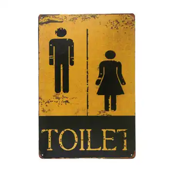 TUALETAS Ponios ir džentelmenų tualetas Vintage Tin Sign kavos baro plakatas