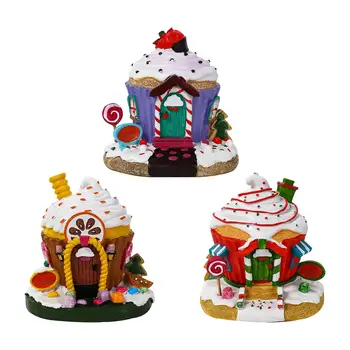 Kalėdinis švytintis namas Kalėdų ornamentas Įžiebkite ledų formos namo figūrėlę namų svetainei Darbalaukio dekoravimo dovana