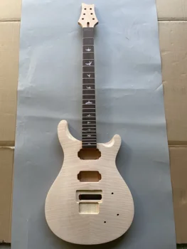 Elektrinis gitaros rinkinys Maple Cap 22 Fret Guitar Neck 24.75 Inch Rosewood Fingerboard Bird Inlay Set in Style Unfinished DIY Project