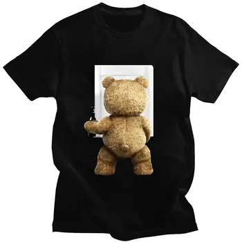Funny Drink Bear Print Marškinėliai Vyrai Moterys Mada Trumpomis rankovėmis Laisvalaikio vasaros Unisex marškinėliai Medvilniniai oversized marškinėliai Gatvės apranga