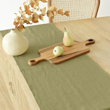Promotion Linen Table Runner Light Natural 100% Pure Linen Table Runners for Spring Handcraft European Linx Easter Washable
