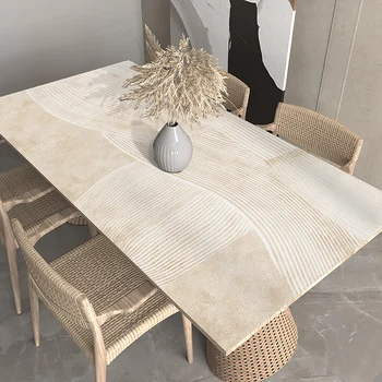 Valgomojo stalo kilimėlis Vandeniui atsparus aliejui atsparus virtuvės stalas PVC odinis padas Neslidi staltiesė Namų smėlio spalvos Neplauti šilumą izoliuojantys kilimėliai