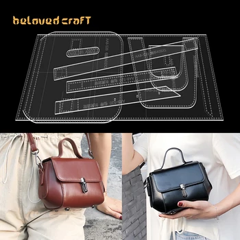 BelovedCraft odinio krepšio raštų kūrimas naudojant Kraft popieriaus ir akrilo šablonus pečių krepšiui, crossbody krepšiui