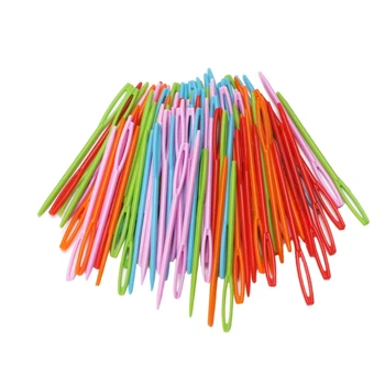 100vnt Vaikai spalvingi plastikiniai 7cm adatos gobelenai Binca siuvimo vilnos verpalai DIY