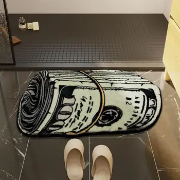 dėmėms atsparus kilimas kilimas su pinigų raštu Minkštas sugeriantis pinigų rašto grindų kilimėlis miegamojo kambariui Vonios kambarys jaukus