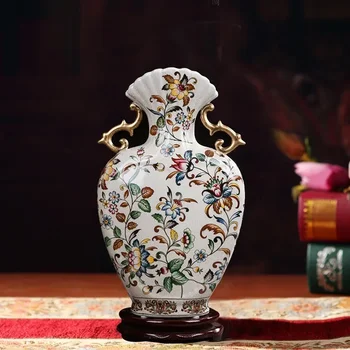 Jingdezhen Keraminė europinė vaza Antikvarinis įtrūkimas Glazūra Gėlių kompozicija Vazos svetainė Bogujia Namų dekoravimas Vaza