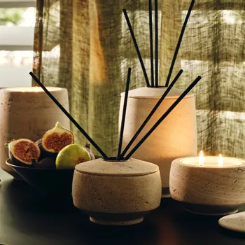 Rankų darbo marmuro akmens aromaterapinis žvakių eterinio aliejaus difuzorius, žvakių puodelio laikiklis, svetainės dekoravimas