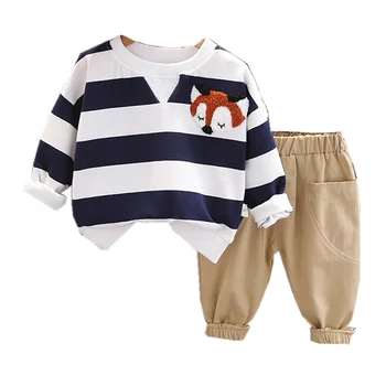 Nauji pavasario rudens mergaičių drabužiai Vaikai Berniukai Laisvalaikio dryžuoti marškinėliai Kelnės 2Vnt/Komplektai Mažylio kostiumas Kūdikių vaikų sportiniai kostiumai