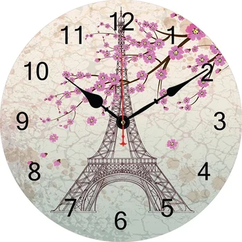 Paryžiaus bokšto gėlės Sieninis laikrodis Modernaus dizaino svetainė Miegamasis Biuro apdaila Virtuvės laikrodis Menas Sieninis laikrodis Namų dekoras