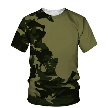 3D Vintažinis kamufliažinis spausdinimas Marškinėliai Armijos uniforma Karys Veteranas Karinis retro marškinėliai Vasaros Harajuku trumpomis rankovėmis Tops