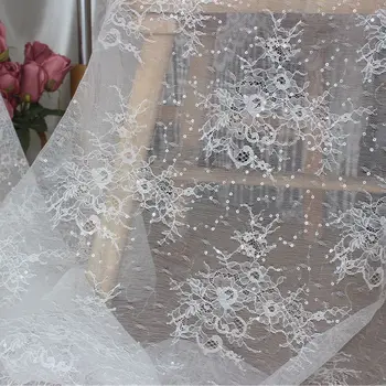 Gamyklos tiesioginis tiekimas vestuvinė suknelė blizgučiai nėrinių audinys balta gėlė moteriškas nėrinių audinys 1yard kaina