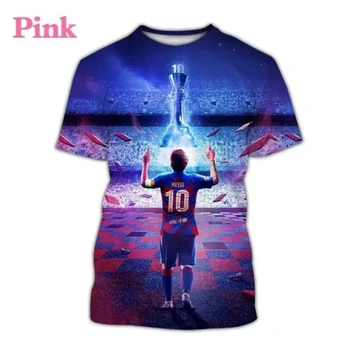 Futbolo superžvaigždė Lionelis Messi 3D spausdinti marškinėliai Gatvės mada Sportiniai vyriški marškinėliai Ypač didelės vyrų sportinės trumpos rankovės