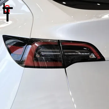 Galinis priekinis žibintas Automobilio stiliaus lipdukas Tesla Model 3/S/Y priekiniams žibintams TPU rūkyta juoda galinių žibintų apsauga Plėvelės priedai