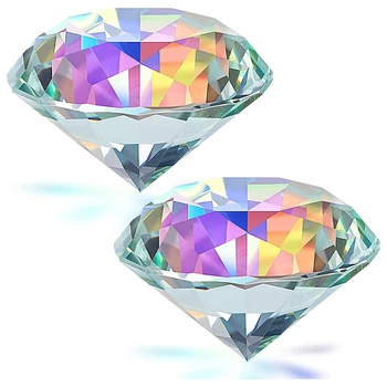 2PCS 50 mm/ 2 colių AB spalvos briaunotas deimantų kristalas vaivorykštės popieriaus svorio kristalas namų biuro dekorui ir vestuvių favoritams