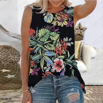 Fashion Loose Style Moteriški marškinėliai be rankovių 3D spausdinimas Casual Summer Hot Selling Dark Temperament Women's Tank Top Large Top