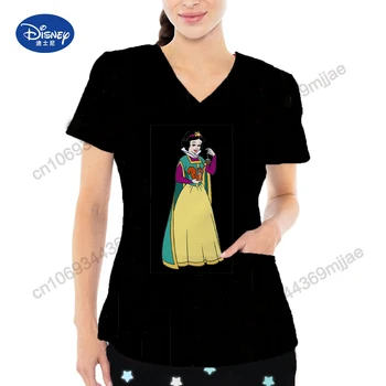 Disney kišeninės V formos kaklo vasarinės palaidinės moterims 2023 m. Moteriški marškinėliai Moteriški drabužiai Moteriški marškinėliai trumpomis rankovėmis Korėjietiški Y2k topai