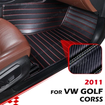 Individualūs anglies pluošto stiliaus grindų kilimėliai Volkswagen VW Golf Corss 2011 pėdų kilimų dangčiai Automobilių salono aksesuarai