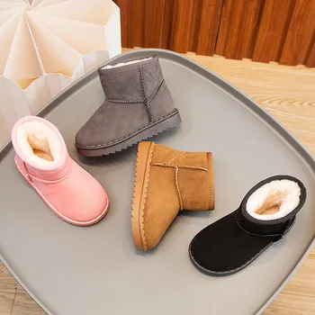 Winter New Children Shoe Student Solid Color Plush Warm Snow Boot Soft Sole Cotton Boot for Baby Girl Bota Para Niña Zapato Niña