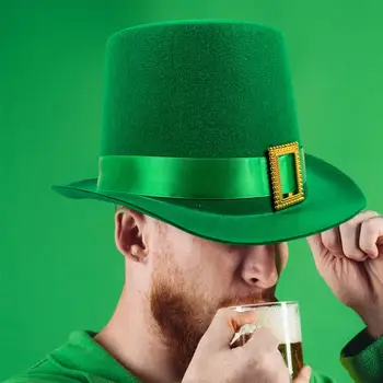 ST Patricks Day Hats Tall Felt Top Hat Leprechaun Hats Green Top Hats for Nightclub Celebration Halloween Kostiumų vakarėlių reikmenys