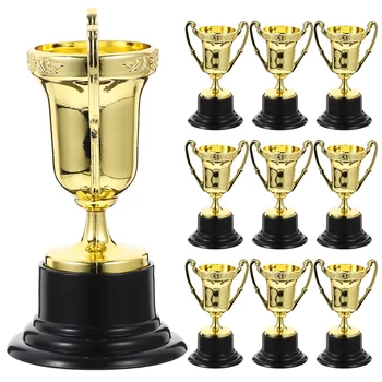 10vnt Trofėjų apdovanojimas Auksinės spalvos trofėjų rinkinys Apdovanojimų taurės futbolui Futbolas Beisbolo karnavalas Prizų vakarėlis Favoritai berniukams ir